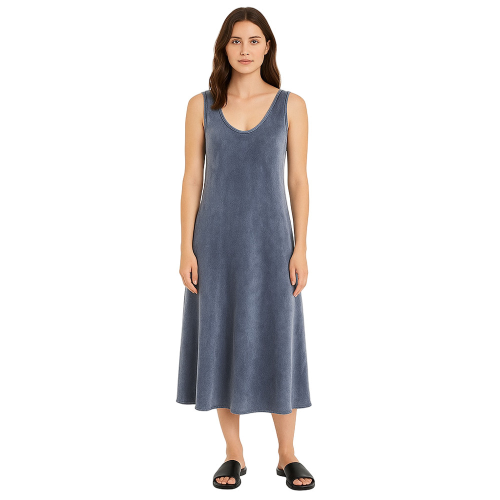 CP Shades Vintage Slate Blue‑Gray Sleeveless Velvet Midi Dress Silk Blend USA 8